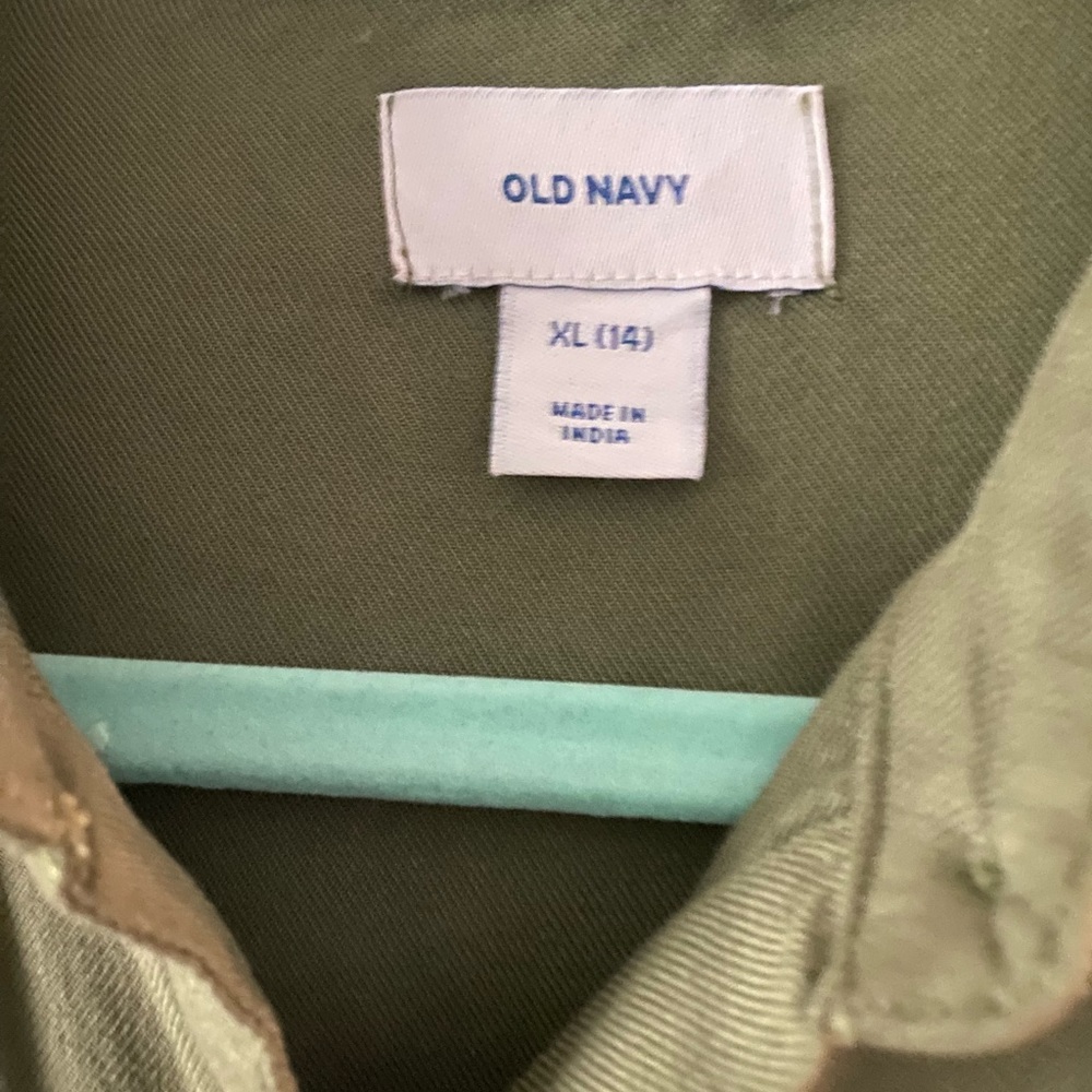 Kale Green Button Down Old Navy with Floral Patterns